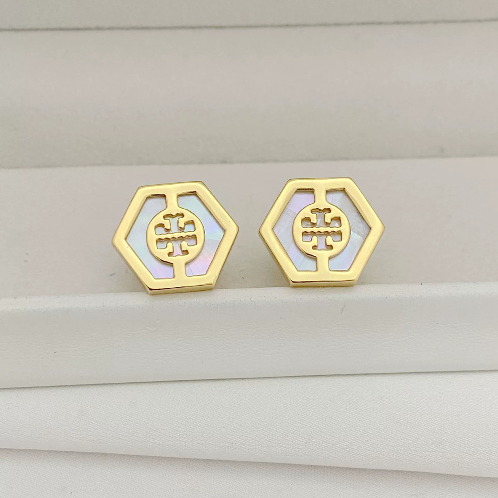 Tory Burch Inlaid Shell Hexagonal Studs - Picture 4 of 7